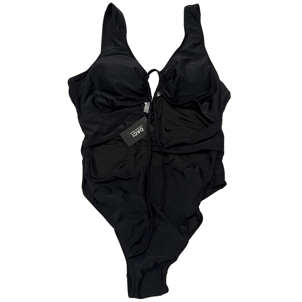 NWT Daci One Piece Swimsuit Women's Size 24W Black padded bra W/ Cutouts